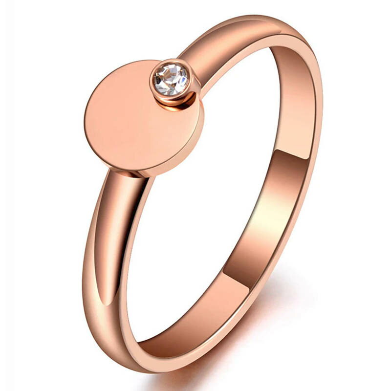 CZピンクゴールドオフィススタイルステンレスリング(RMT237)サイズ/20号 丸い ラウンド キュービックジルコニア 丸型 シンプル 指輪 サージカルステン...