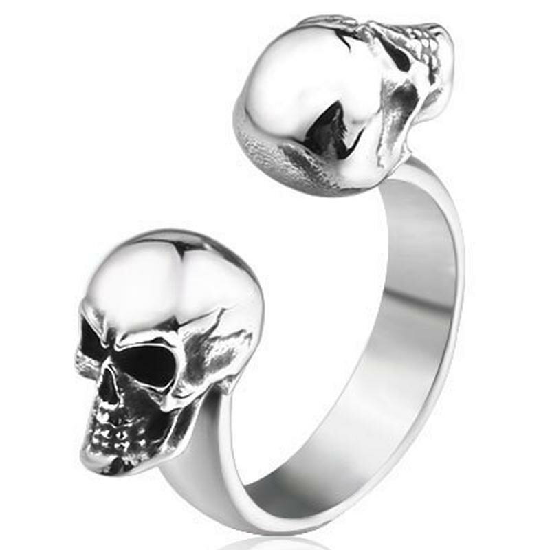 ダブルスカルステンレスリング(RSB033)サイズ/21号/22号/23号/24号/25号/26号/27号/28号/29号/30号/31号/32号 指輪 サージ...