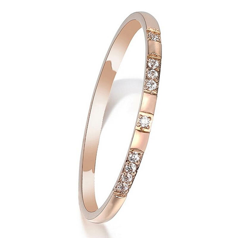 ピンクゴールドスリムクリスタルステンレスリング(ZRO026)サイズ/12号/17号 キュービックジルコニア ウエディング 結婚式 パーティー 指輪 サージカル...