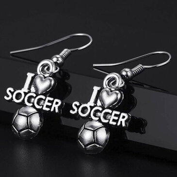 アイラブサッカー ステンレスピアス/1個販売 片耳分 サージカルステンレス316L メンズ レディース フックピアス 20G 20ゲージ 20g 人気 男性 女性 プレゼント ギフト おもしろい シルバー 銀色 面白い フットボール 英語 メッセージ サッカー好き サッカーボール スポーツ