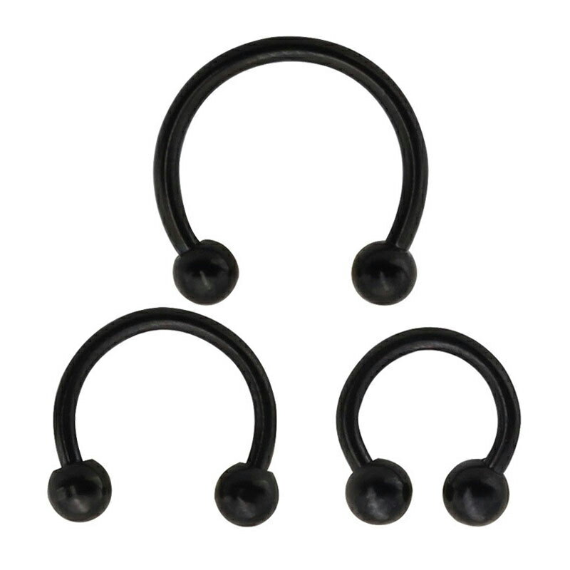 [ 16G ブラック ボディピアス] ブラックサーキュラーバーベル 1個販売 16ゲージ リ...