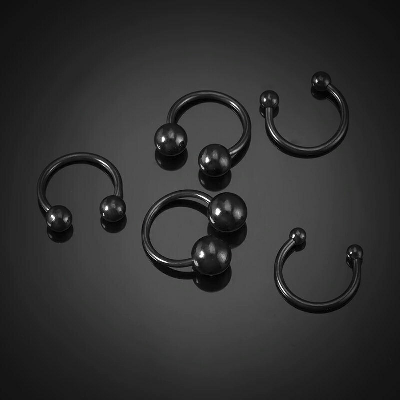 [ 16G ブラック ボディピアス] ブラックサーキュラーバーベル 1個販売 16ゲージ リ...