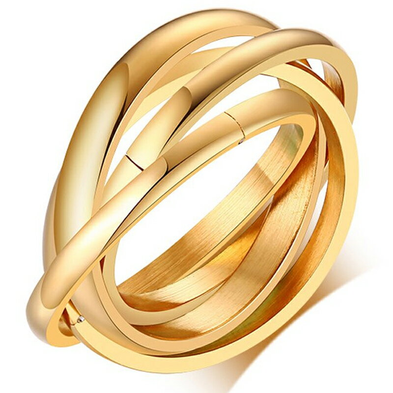 4連ゴールドステンレスリング(ERG004)サイズ/09号/11号/16号 銀色 シルバー シンプル 綺麗 指輪 サージカルステンレス316L メンズ レディー...