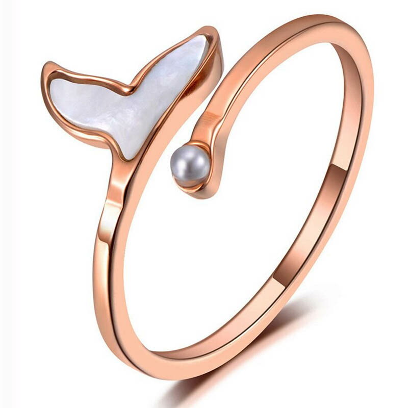 フィッシュテールシェルパールピンクゴールドステンレスリング(ORO045)サイズ/13号/14号/15号/16号/17号/18号/19号/20号/21号/22号...