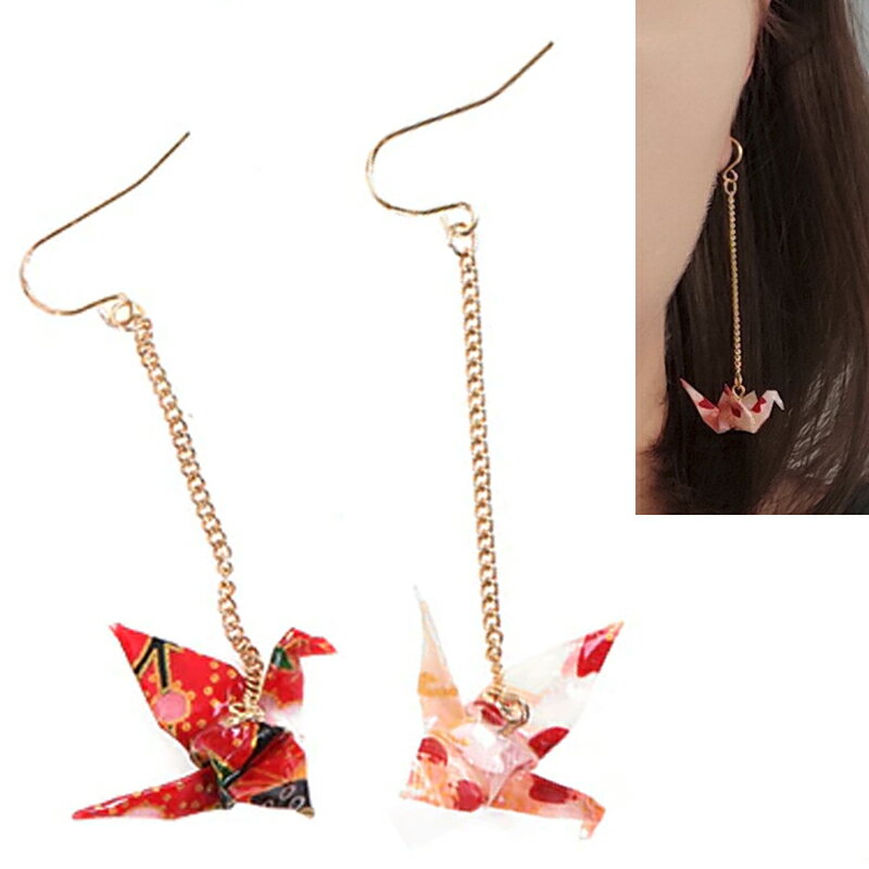 折り鶴 ステンレスピアス 1個販売 片耳分 サージカルステンレス316L フックピアス アメリカンピアス お..