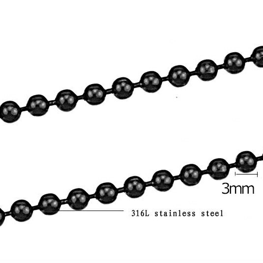 3.0mmブラックボールステンレスチェ