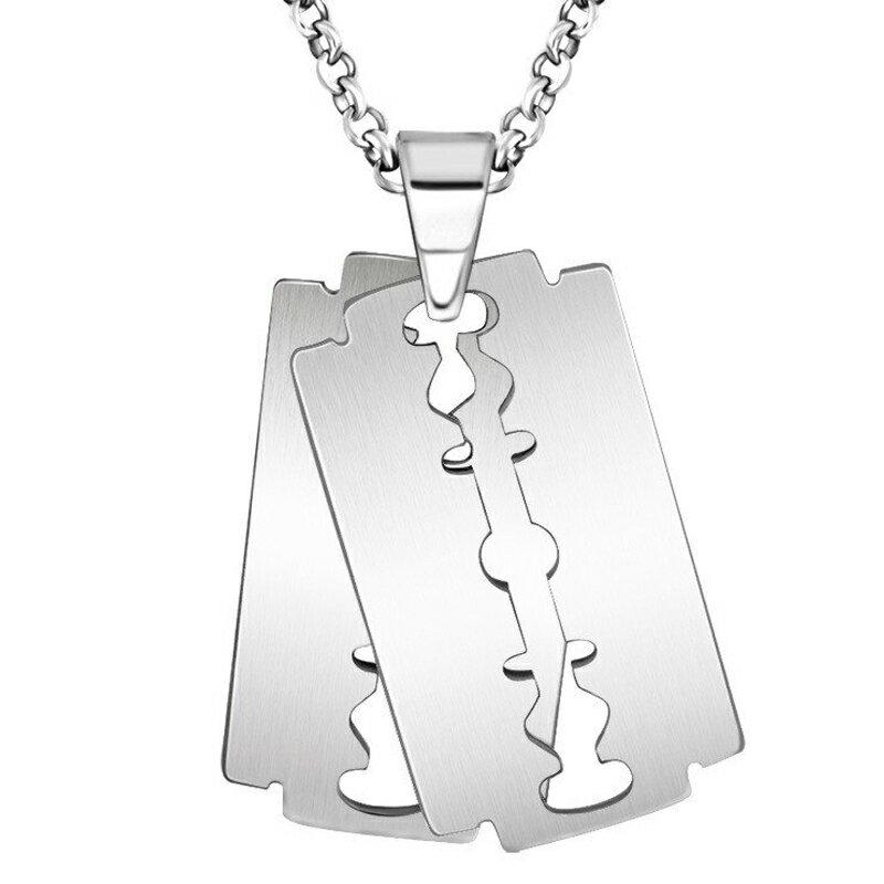 2連カミソリステンレスペンダントトップ 1個販売 パンクロック 剃刀ペンダント サージカルステンレス316L ネックレス ステンレスパーツ チョーカー メンズ ...