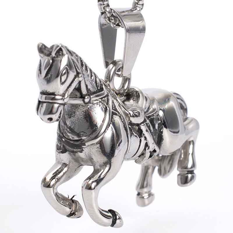 3Dホースステンレスペンダントトップ 1個販売 メンズ レディース 立体 リアル 馬 ウマ 午 干支 馬術 騎手 ジョッキー 競馬 サージカルステンレス316L...