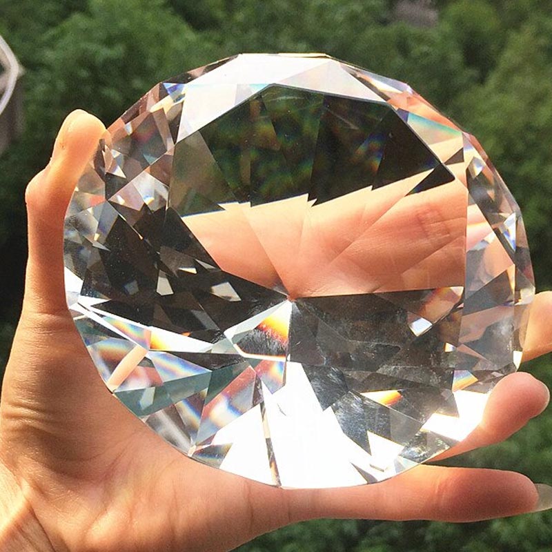 120mm クリスタルダイヤモンドカットガラスディスプレイ（クリア/透明） 1個販売 ディスプレイ ショーケース イミテーション 飾り ショップ 雑貨 インテリア 偽物 ガラス製 ダイアモンド レプリカ 大きい 面白い 展示用 宝石 裸石風 ルース風 プレゼント 撮影用 12cm