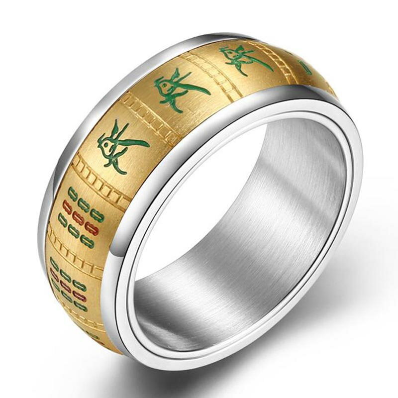 九蓮宝燈(チューレンポートウ)ステンレスリング(PRB079)サイズ/12号/15号/18号/20号/25号 ソーズ 索子 回る 回転 スピンリング 麻雀牌 面...