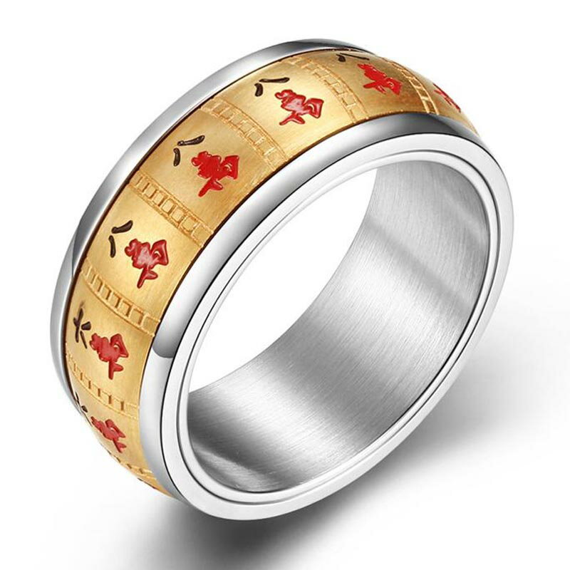 四槓子(スーカンツ)ステンレスリング(RRR075)サイズ/12号/18号 マンズ 萬子 回る 回転 スピンリング 麻雀牌 面白い 指輪 サージカルステンレス3...