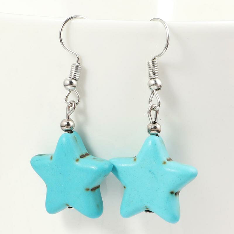 Rakuten - スターターコイズステンレスピアス/1個販売 20G 20ゲージ 星 流星 サージカルステンレス316L トルコ石 インディアンジュエリー メンズ レディース ステンレスピアス 揺れる フックピアス アメリカンピアス 天然石 チャーム ボヘミアン 大きめ 大人 女子 男子 プレゼント