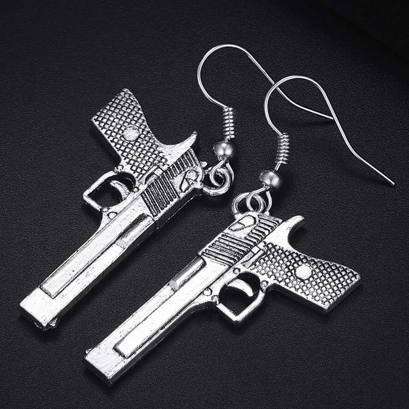 ピストルガン ステンレスピアス/1個 片耳 サージカルステンレス316L メンズ レディース 揺れる フック..