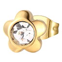 ゴールド フラワー クリスタル ステンレスピアス 1個販売 20G 20ゲージ キャッチピアス 金メッキ 金色 ステンレス製 メンズ レディース 男性 女性 彼...