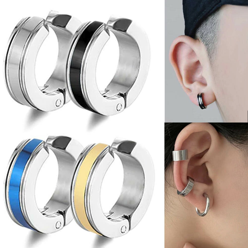 [ノンホールピアス サージカルステンレス316L] バリディ ステンレスイヤリング 1個 シンプル ブルー 青..