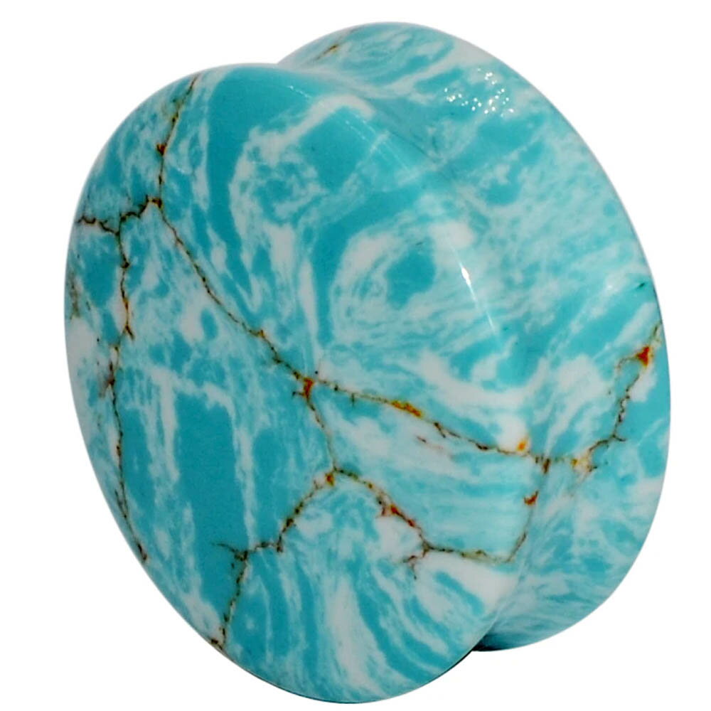 [2G 0G 00G 12mm 天然石 ボディーピアス] アクアアゲート（Aqua Agate）ストーンプラグ ボディピアス 1個販売 金属アレルギー対応 メンズ レディース ダブルフレア 耳 軟骨 パワーストーン プレゼント 人気 2ゲージ 0ゲージ 00ゲージ 12ミリ 12.0mm 綺麗 人気 青色 ブルー