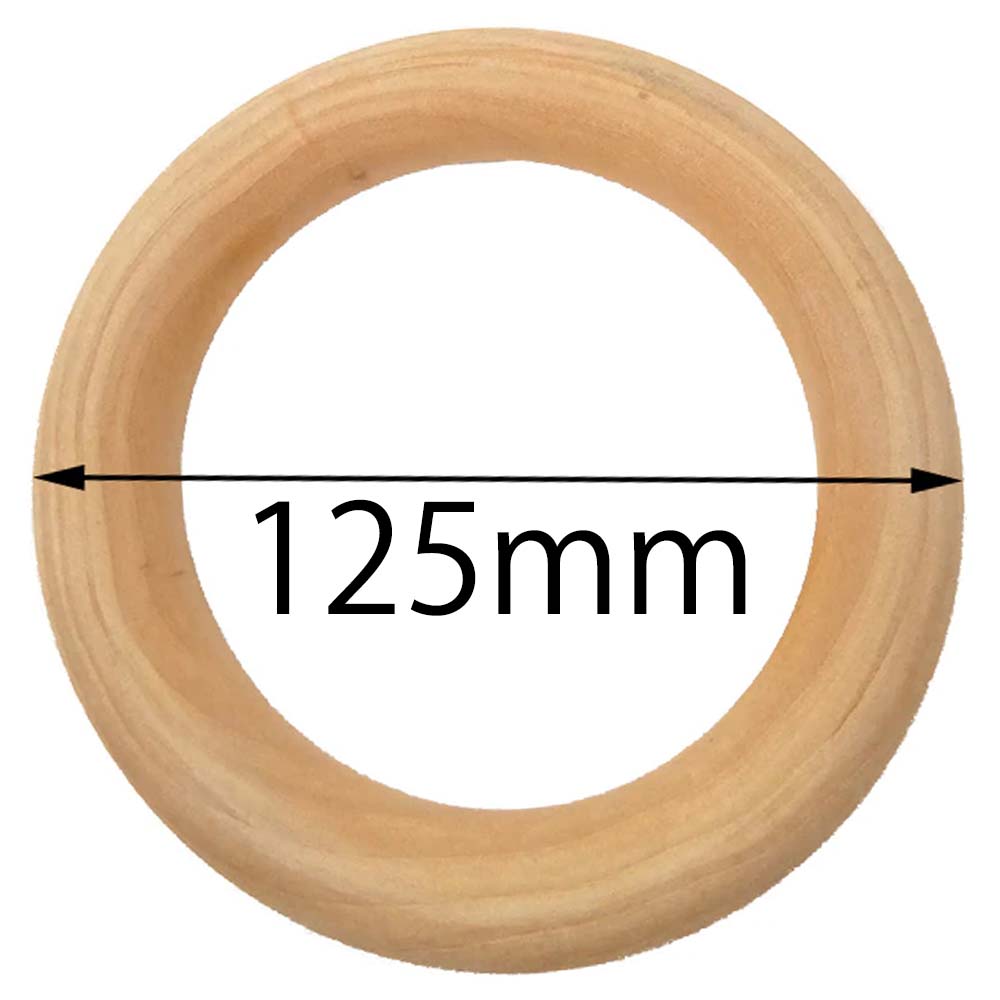 125mm ウッドリングパーツ 1個販売 太さ15mm 大きい 12cm 1.5cm 木製 木 ワッカ 輪っか アクセサリー ..