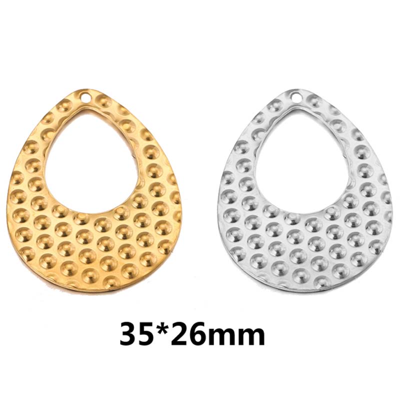 ステンレス製 DIY穴あきチャーム （ティアードロップ）1個 金色 ゴールド 銀色 シルバー 涙 雫 凹凸 滴 ティアドロップ 穴開き クラフト 部品 金具 製作 ペンダントトップ パーツ ピアス アクセサリー DIY用 メンズ レディース 手作り ハンドメイド 修理 自作 男性 女性