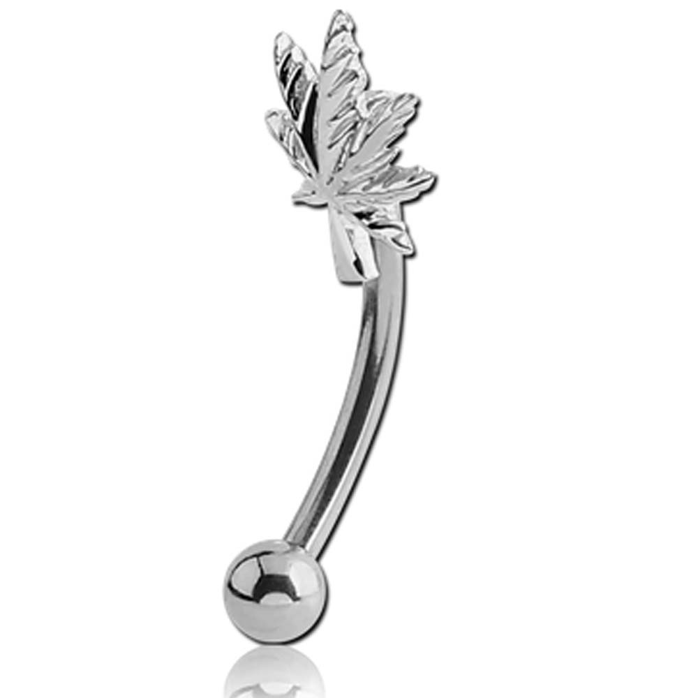 [ 16G 鼻 耳 臍 軟骨 口 ] ガンジャ マリファナ 16ゲージ 葉 リーフ メープル ボディピアス ロック ルーク ダイス スナッグ 臍ピアス ヘソピアス バナナバーベル カーブバーベル サージカルステンレス316 メンズ レディース アイブロー 眉 ボディーピアス プレゼント