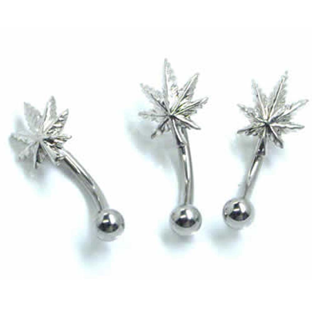 [ 16G 鼻 耳 臍 軟骨 口 ] ガンジャ マリファナ 16ゲージ 葉 リーフ メープル ボディピアス ロック ルーク ダイス スナッグ 臍ピアス ヘソピアス バナナバーベル カーブバーベル サージカルステンレス316 メンズ レディース アイブロー 眉 ボディーピアス プレゼント