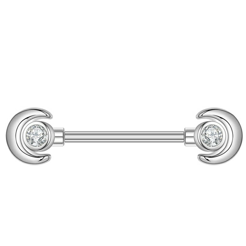 [14G ボディピアス ヘリックス ニップルピアス] クリスタルムーライト ストレートバーベル 14ゲージ ボディーピアス サージカルステンレス316L メンズ レディース 男性 女性 乳首 耳 軟骨 コンク プレゼント アンテナヘリックス 人気 おしゃれ 彼氏 彼女 誕生日 ジルコニア