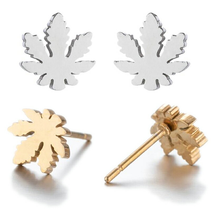 간자 리프 스테인레스 스틸 귀걸이 (1 쌍) 양귀 패션 귀걸이 잎 마리화나 메이플 카에데 메이플 야스데 남녀 실버 골드 실버 골드 남성 여성 여성 남자 친구
