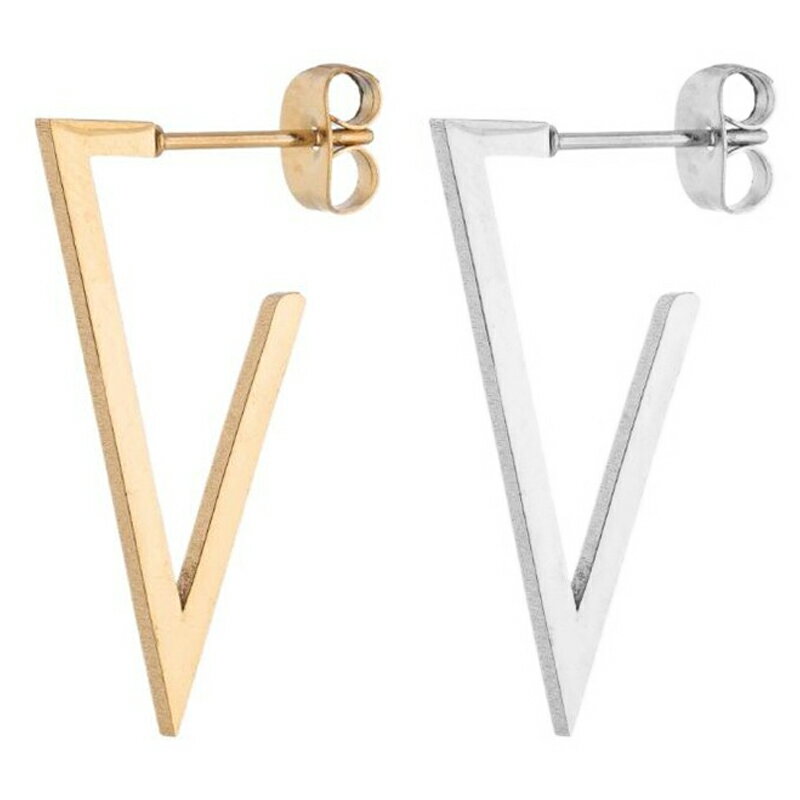 트라이앵글 프레임 스테인리스 피어스(1 페어) 양귀 패션 피어스 삼각형 오모시로이 재밌다 심플 독특한 큰 남녀 은색 금색 실버 골드 맨즈 레이디스 남성 여성 20G