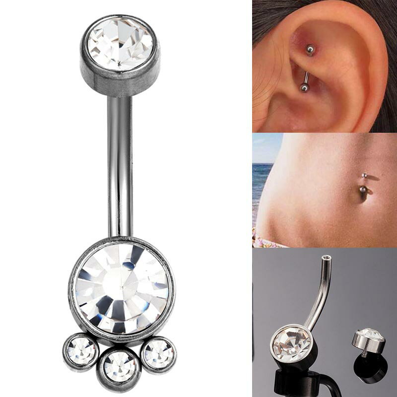 [14G サージカルステンレス316L ボディピアス] マルマル インターナル へそピアス 14ゲージ ヘソピアス 臍ピアス メンズ レディース ジェンダーレス 14g ボディーピアス 揺れない バーチカル カーブバーベル 石付き ジルコニア ジュエル クリスタル ストーン 面白い 内ネジ