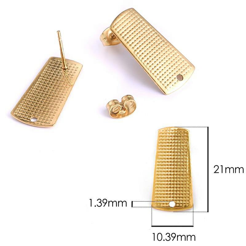DIY ゴールドスクエアドット チャーム穴ありステンレスピアス 1ペア販売 キャッチ付き 金メッキ 金色 パーツ キャッチピアス 金具 手作り ピアス作り ハンドメイド ポスト クラフト 製作 自作 部品 メンズ レディース 付け替え つけかえ スペア 四角形 長方形 スタッズ