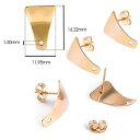 DIY ゴールドホー チャーム穴ありステンレスピアス 1ペア販売 キャッチ付き 金色 パーツ キャッチピアス 金具 手作り ピアス作り ハンドメイド ポスト ク...