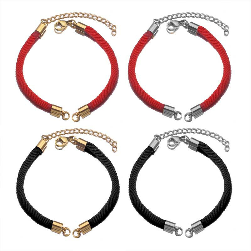 DIY用ステンレス留め具 ロープアンクレット ブレスレット パーツ 1個販売 鎖 くさり クサリ シルバー 銀色 ゴールド 金色 チャーム付 用 繋ぐ つなぐ コネクト用 ジョイントパーツ用 メンズ レディース 金具 部品 DIY 自作 クラフト マルカン付き 黒色 赤色 ブラック レッド