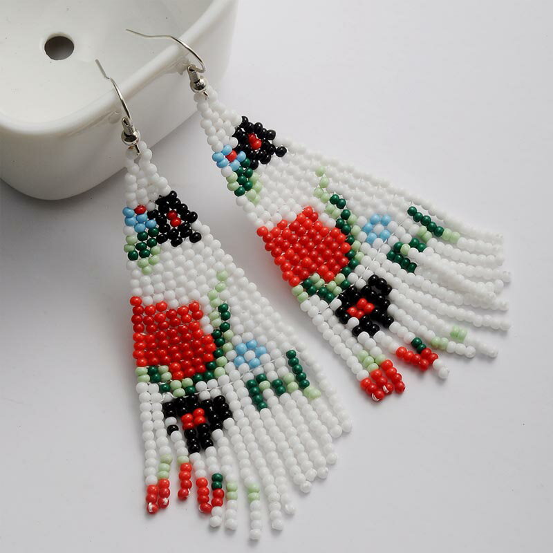 화려한 구슬 보헤미안 패션 귀걸이 1 쌍 20G 20 게이지 20g 남성 여성 젠더리스 수제 후크 귀걸이 인디언 쥬얼리 큰 긴 선물 선물 남성 여성 친구 친구 친구 남자 친구 그녀 흔들리는 매력 사랑