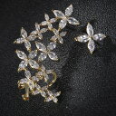 花吹雪イヤーフック ピアスセット 両耳用 ゴールド 金メッキ 金色 お花をモチーフにしたフラワーイヤーカフとフラワーピアスのセット イヤーフック レディース 結...