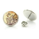 14mm カボションピアス (ヨガボンジ) 1ペア 両耳 花 フラワー ぼんじ 梵字 蓮の花 ロータス 曼荼羅 マンダラ レンゲ れんげ 仏様 ブラフミー文字 ...
