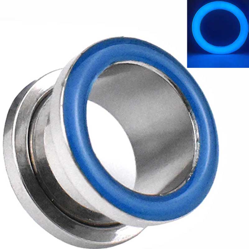 [2G 0G 00G 12mm 光る ボディピアス] グロートンネル(ブルー) ボディーピアス 2ゲージ 0ゲージ 00ゲー..