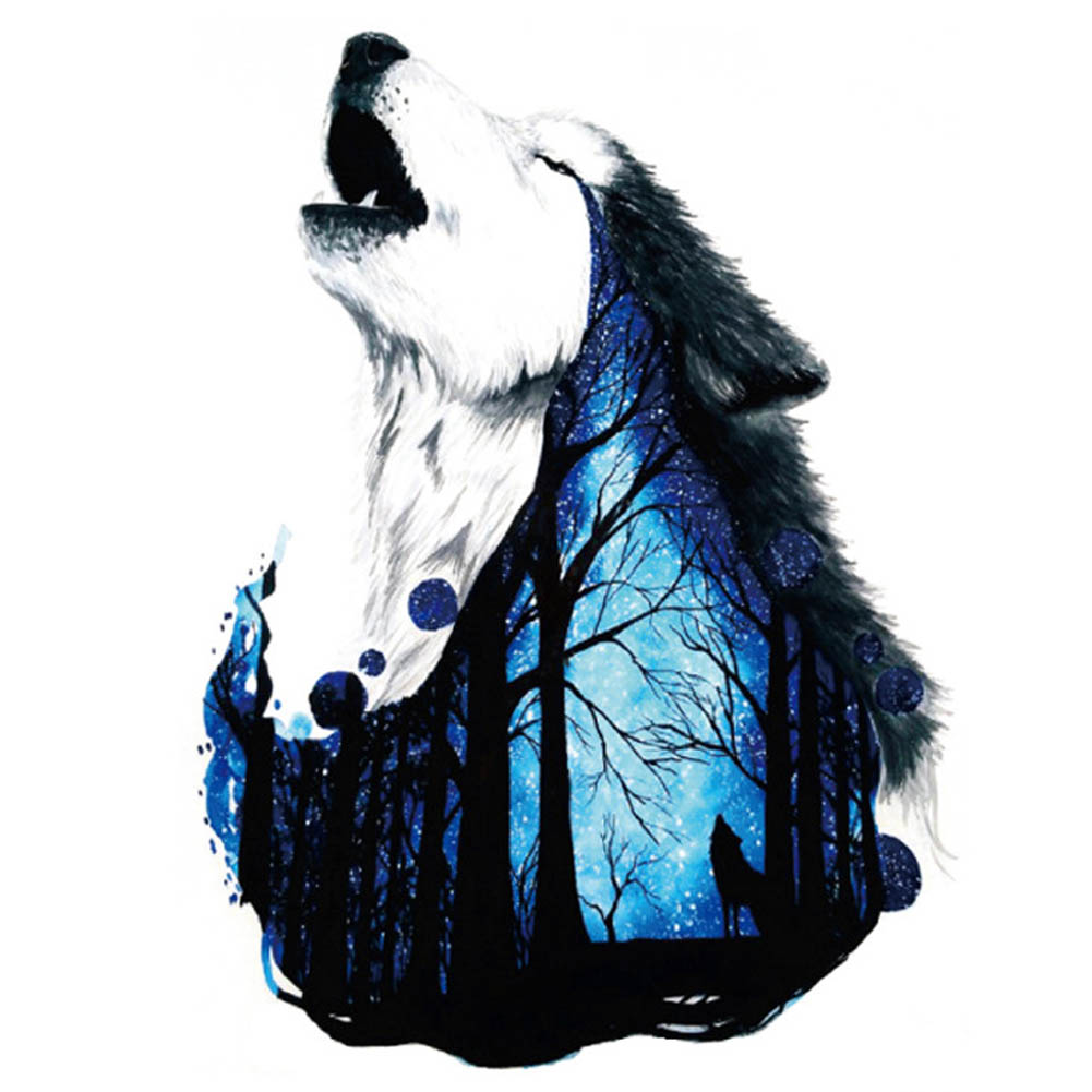 大きめフェイクタトゥーステッカー 1シート オオカミ おおかみ 狼 ウルフ 森 不気味 動物 可愛い おしゃれ タトゥシール メンズ レディース 仮装 入れ墨 小道具 撮影 コスプレ 大きい 腕 胸 肩 背中 お腹 太腿 足首 腰 太もも 刺青 偽物 彼女 彼氏 おそろい お揃い モデル