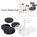 3段 ラウンドディスクディスプレイ クリア ブラック ショーケース リング ブレスレット 小物 コレクション 透明 黒色 指輪 立て アクリル 店舗用 撮影用 ...
