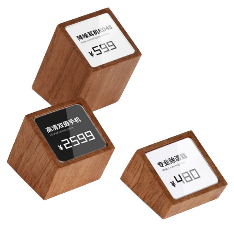 プロモーション用 ショーケース用 ダークブラウンウッド製プライスタグ ラベル ホルダー ダークブラウン 1個販売 ネームカード 価格表 ポップ 商品名 ペーパー...