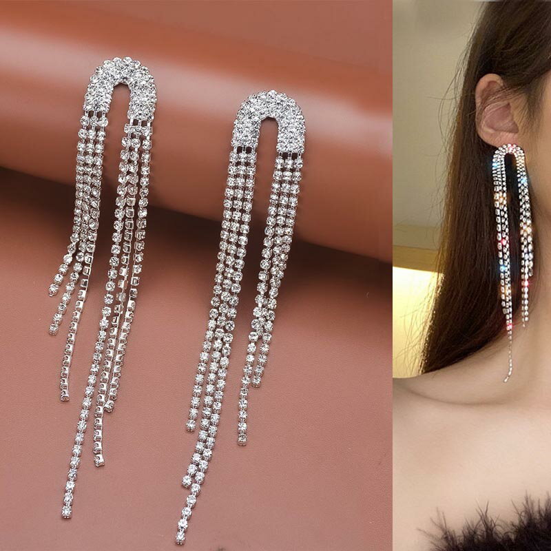 トリプルアーチクリスタルウエディングジュエリーピアス 1ペア シルバー 結婚式 新婦 披露宴 花嫁 衣装..