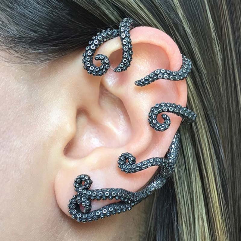 [ステンレス製 ファッションピアス] クラーケンイヤーフックステンレスピアス/1個販売 左耳用 20G 20ゲ..