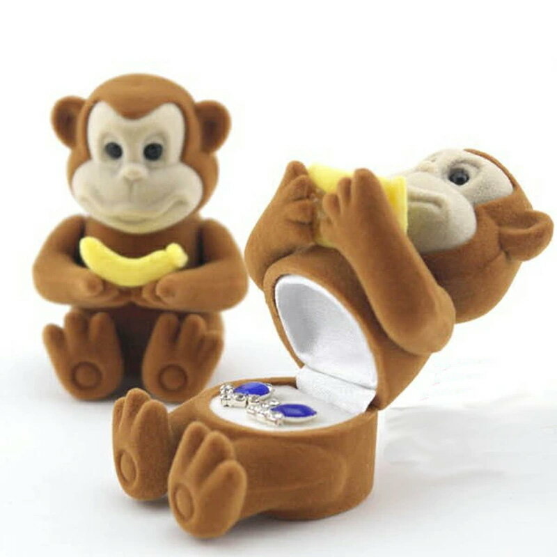 モンキー＆バナナ リングボックス 1個 ギフトボックス さる 申年 猿 サル ばなな 動物 アニマル 動物園 可愛い ジュエリーケース 包装 ラッピング用品 ベルベット 収納 ピアス 指輪 アクセサリ…