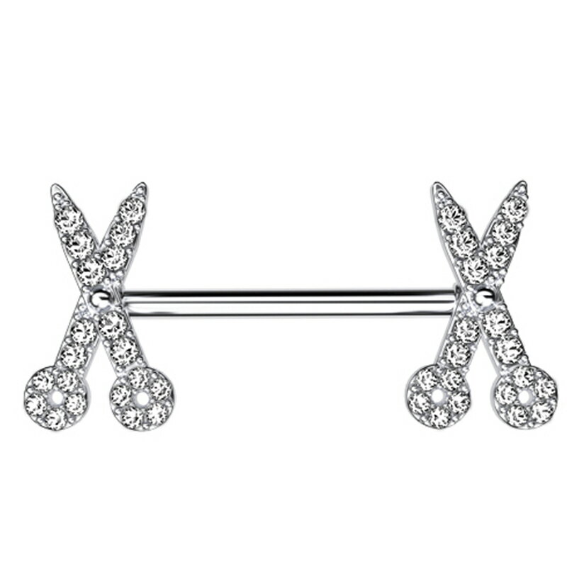 [ 14G ニップルピアス ヘリックスピアス ] クリスタルシザーズ ストレートバーベル 14ゲージ 軟骨 乳首..