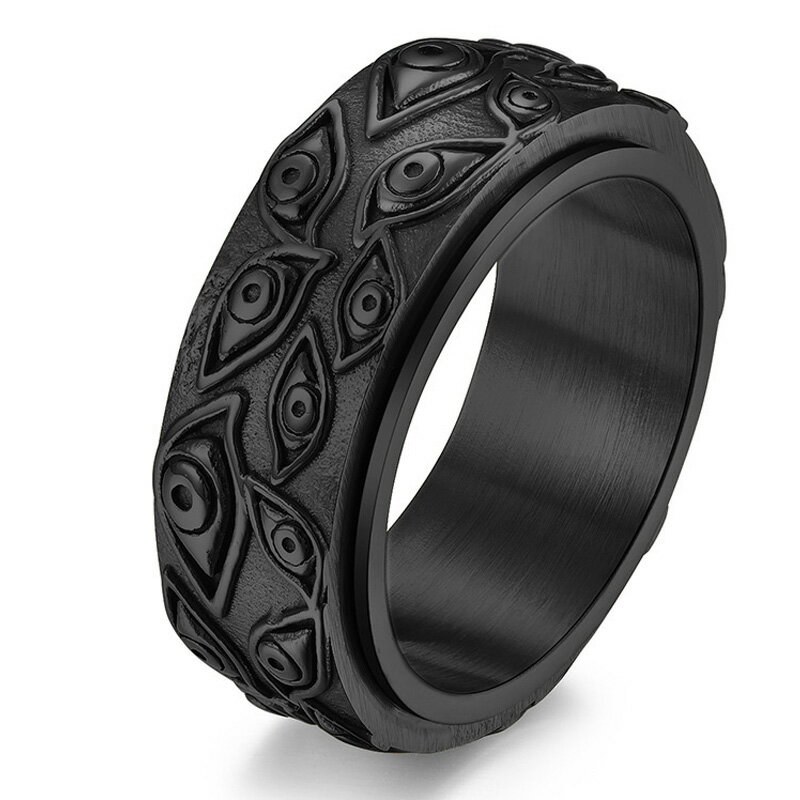 メフィストアイスピンステンレスリング/ブラック(SRV173) サイズ/19号/21号/29号/31号 黒色 メダマ 目玉 めだま 眼 不気味 面白い おしゃれ...