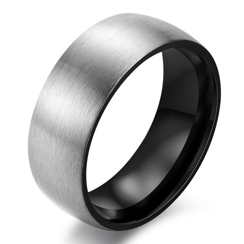 マットダブルカラーステンレスリング/ブラックxシルバー(VRD065) サイズ/19号/21号/24号 黒色 銀色 ツートン 2色 シンプル マッド つや消し ...