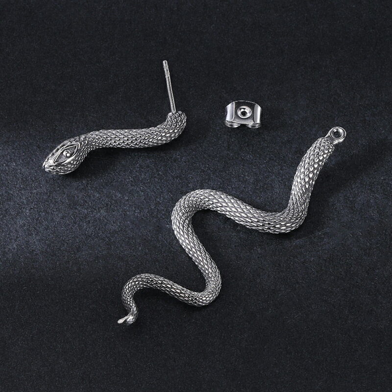 ビッグパイソンステンレスピアス 1個販売 シルバー 銀色 18G 18ゲージ へび 蛇 ヘビ スネーク スネイク バックキャッチピアス ジャケットピアス かっこいい 彼氏 彼女 メンズ レディース 男 女 プレゼント ギフト 耳 軟骨 ヘリックス イヤーロブ サージカルステンレス316L