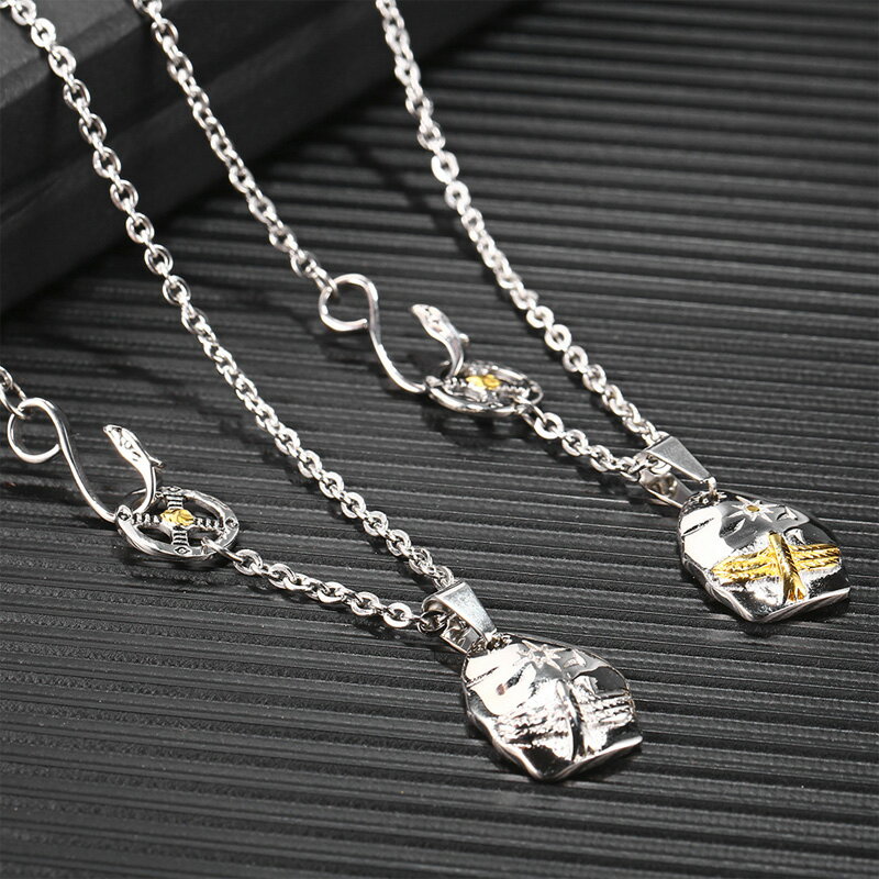 イーグル&サンメダルステンレスネックレス(ステンレスチェーン付き) ネックレスチェーンつき ペンダントトップ メンズ レディース チョーカー 彼女 彼氏 インデ...