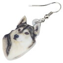 シベリアンハスキー リアルステンレスピアス 1個 20G 20ゲージ イヌ 犬 ドッグ アニマル 動物 可愛い サージカルステンレス316L ユニーク メンズ レディース 揺れる フックピアス アメリカン プレゼント 干支 戌年 イベント 年末年始 ペット トリマー ドッグラン 散歩 いぬ(4)