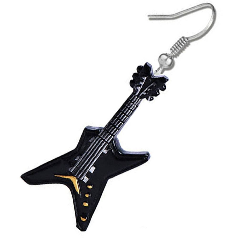 [3D おもしろ ピアス] エレキギタート ステンレスピアス/1個販売 20G 20ゲージ メンズ レディース ギタリスト 楽器 音楽 ミュージシャン コンサート ライブ ミュージック 発表会 人気 変なピアス 面白い おもしろい フックピアス プレゼント 立体 ギフト ミニチュア 男 女