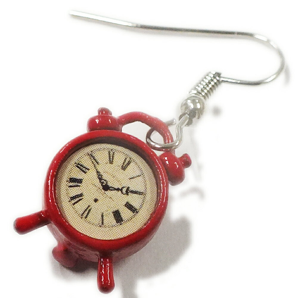 [3D おもしろ ピアス] レッドアラームクロック ステンレスピアス/1個販売 20G 20ゲージ メンズ レディース 赤色 赤い置時計 目覚まし時計 めざまし時計 目覚し時計 目ざまし クラシック 変なピ…