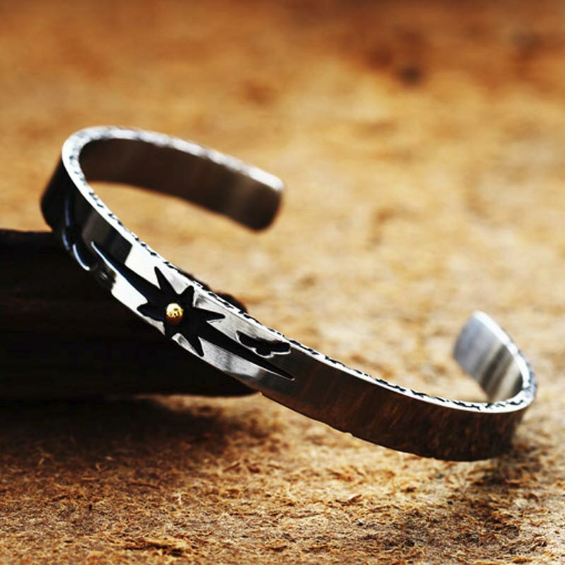 インディアンジュエリーステンレスバングル アームレット 腕輪 サージカルステンレス316L メンズ レディース 腕輪 手首 アクセサリー 二の腕 フリーサイズ ...